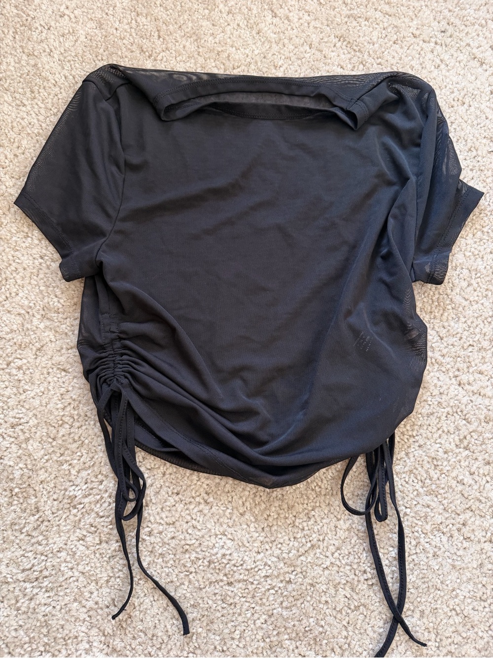 Black Ruched Side-Tie Crop Top